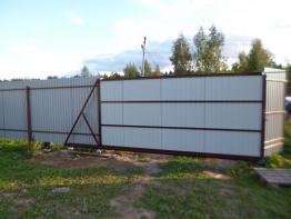 Откатные ворота без автоматики, обшитые профлистом в Иваново